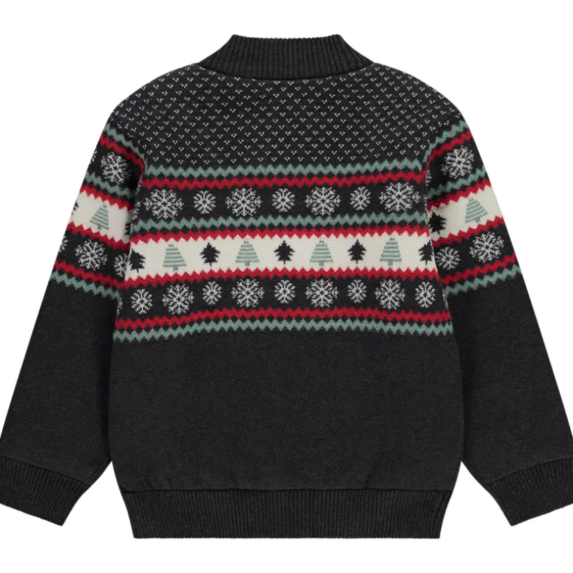 Gilet zippé en tricot jacquard esprit Noël pour garçon