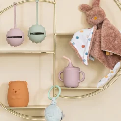 Gobelet d'apprentissage en silicone avec paille Rose