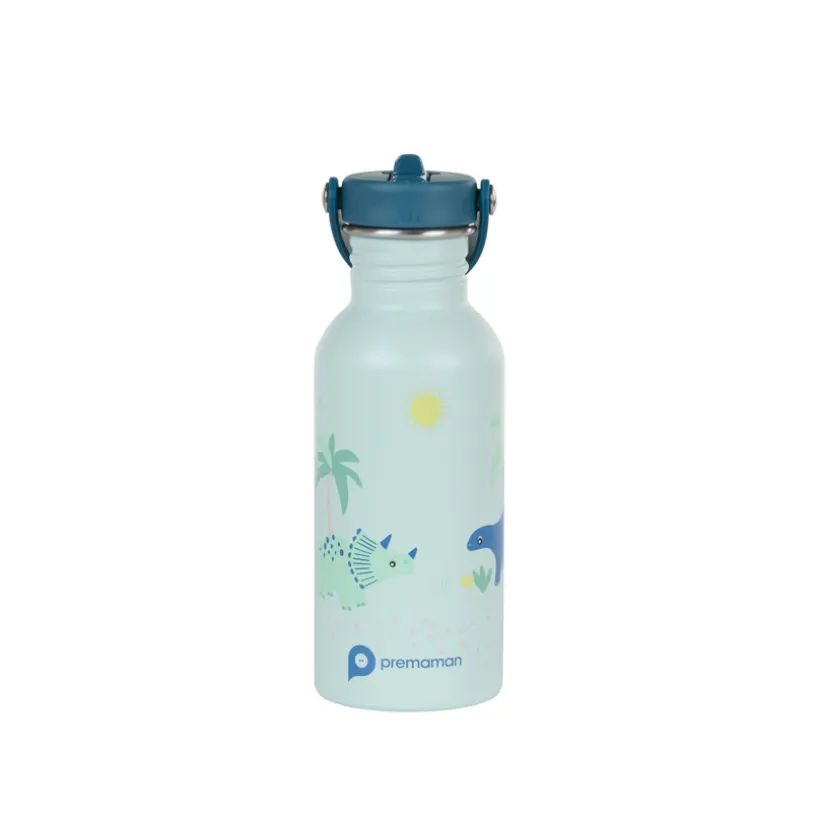 Gourde en inox avec paille Dino Rigolo - 500 ml