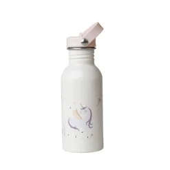 Gourde en inox avec paille 500ml Licorne écru