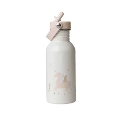 Gourde en inox avec paille 500ml Licorne écru