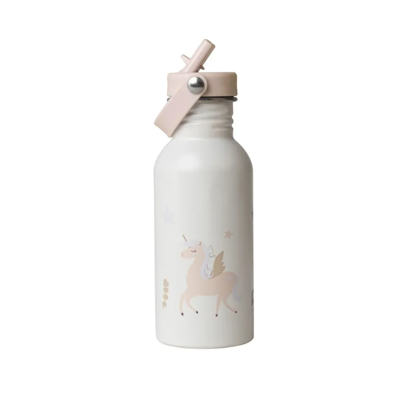 Gourde en inox avec paille 500ml Licorne écru