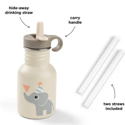 Gourde inox avec paille Tiny Farm Rose 350ML