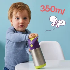 Gourde Isotherme 350ml avec paille silicone Rose 12m+