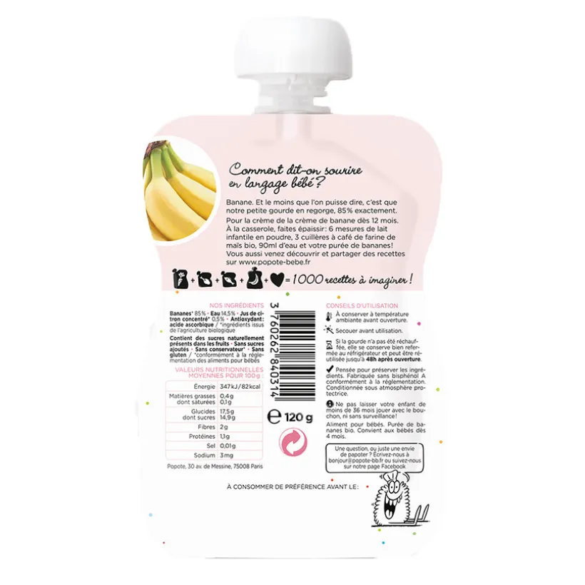 Gourde à la banane bio - 120g