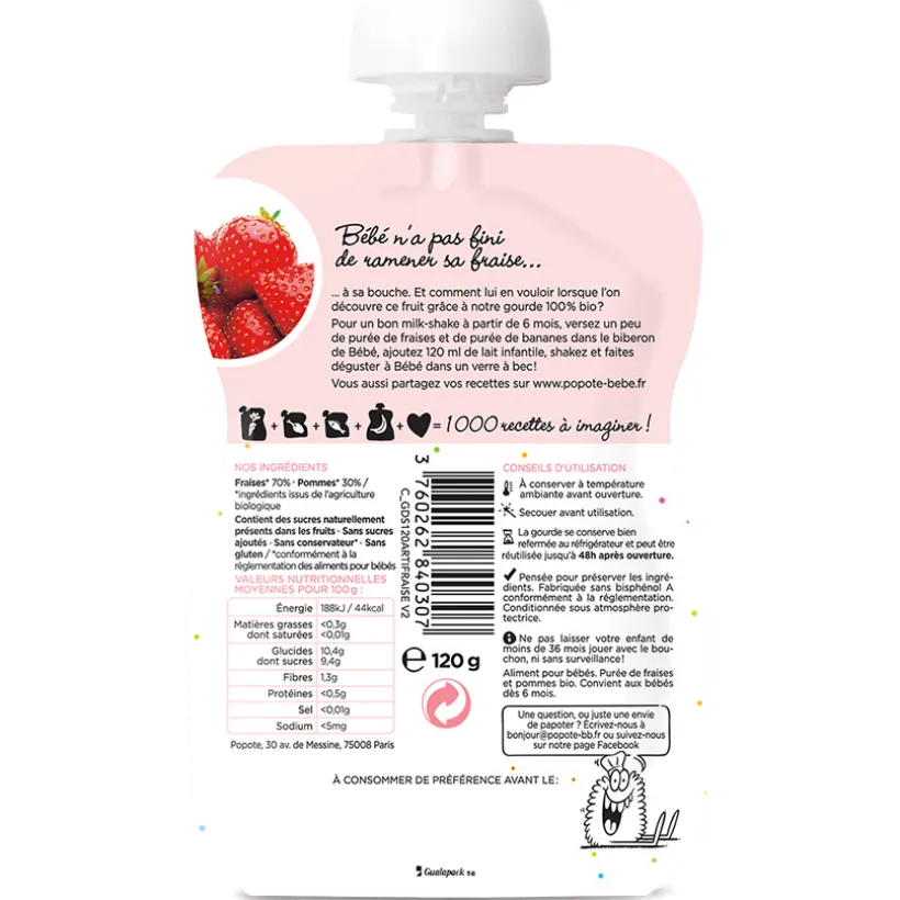 Gourde à la fraise bio - 120g