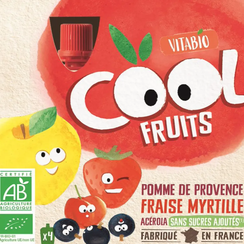 Gourdes sucrées Cool Fruits de Pomme, Fraise et Myrtille 4x90g