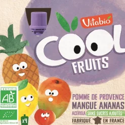 Gourdes sucrées Cool Fruits de Pomme, Mangue et Ananas 4x90g