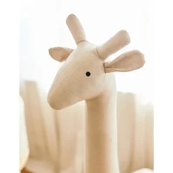 Grande peluche 131cm Girafe debout en lin beige