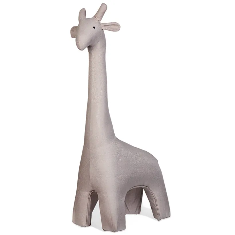 Grande peluche 131cm Girafe debout en lin beige