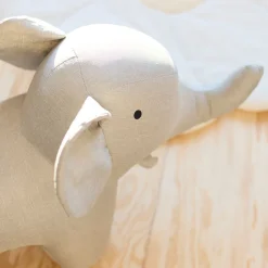Grande peluche Éléphant 48cm Lin Gris