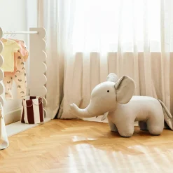 Grande peluche Éléphant 48cm Lin Gris