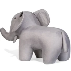 Grande peluche Éléphant 48cm Lin Gris