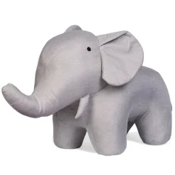 Grande peluche Éléphant 48cm Lin Gris