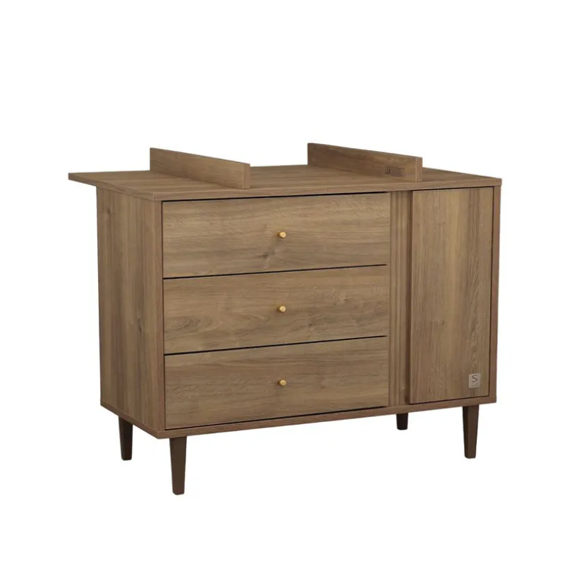 Grand plan à langer pour commode Mokka aspect chêne mokka