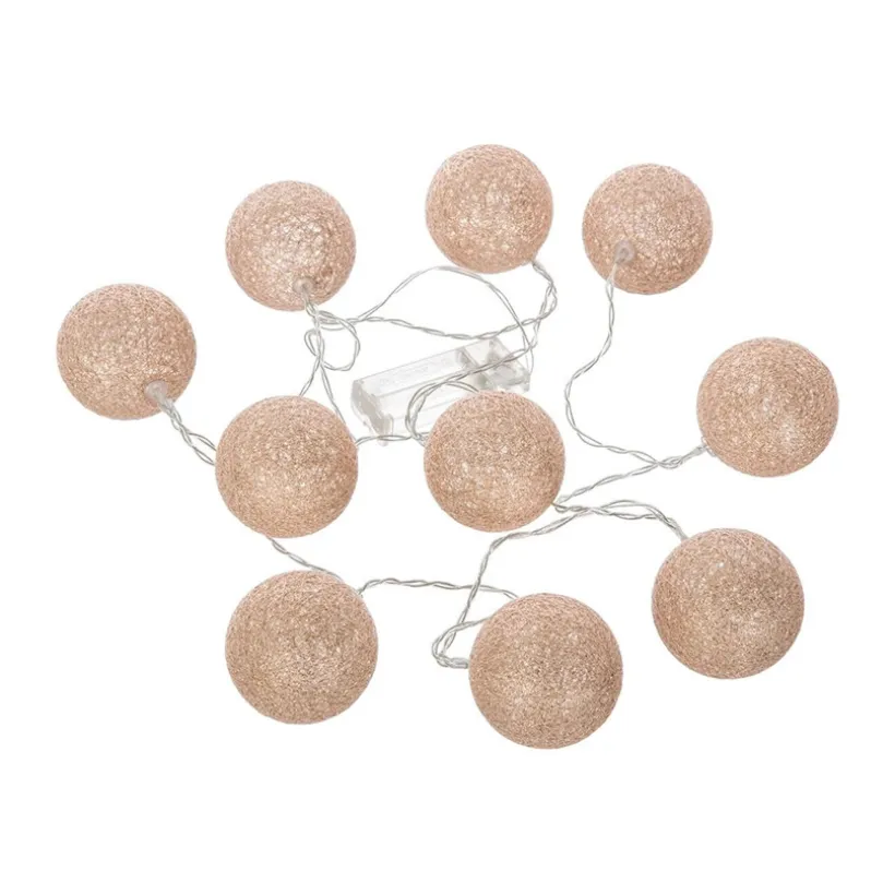 Guirlande lumineuse LED 10 boules Glitter rose gold