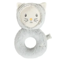 Hochet en sherpa tête de chat - Gris