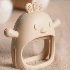 Hochet moufle de dentition en silicone - Poule - Argile