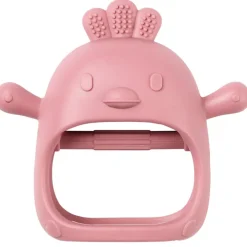Hochet moufle de dentition en silicone - Poule - Vieux rose