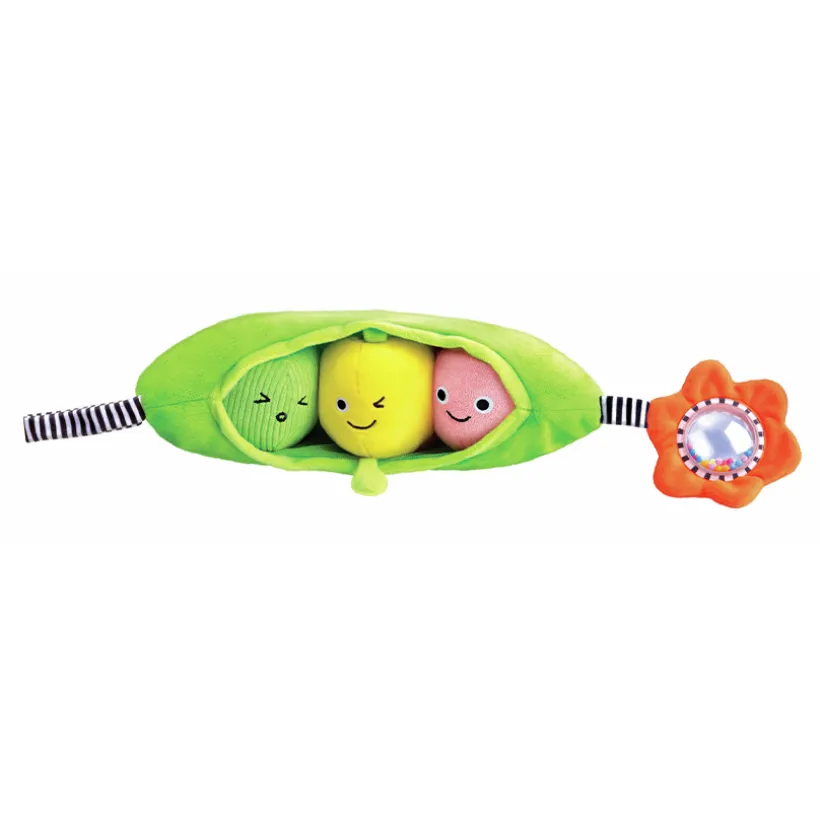 Hochet peluche 3 petits pois vert