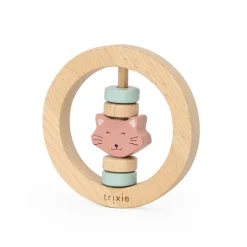 Hochet rond en bois Mrs Cat