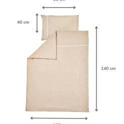 Housse de couette 100x140 cm + taie d'oreiller 40x60 cm - Gaze de coton - Fanfan - Sable