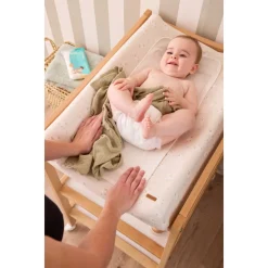 Housse de matelas à langer imprimé moutons La Vie à la Ferme beige