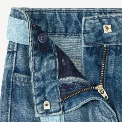 Jean avec ceinture fleurie à nouer pour fille