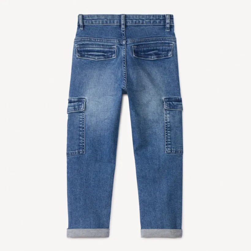 Jean cargo effet délavé à poches pour garçon
