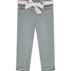 Jean droit avec ceinture fleurie à nouer pour bébé fille