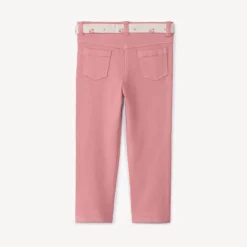 Jean droit avec ceinture fleurie à nouer pour bébé fille