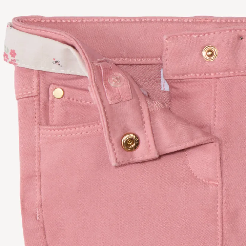 Jean droit avec ceinture fleurie à nouer pour bébé fille