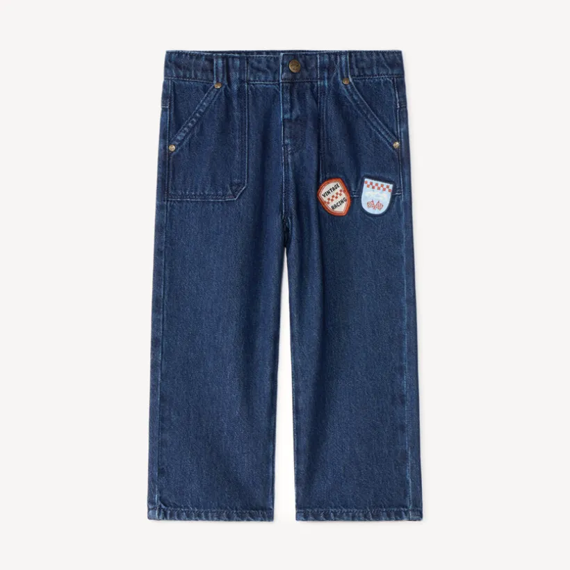 Jean droit bébé garçon avec patchs brodés vintage