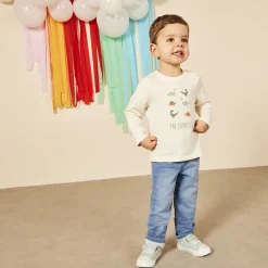 Jean droit à taille élastiquée pour bébé garçon
