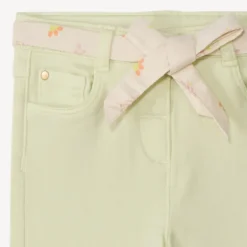 Jean droit uni avec ceinture à nouer pour bébé fille
