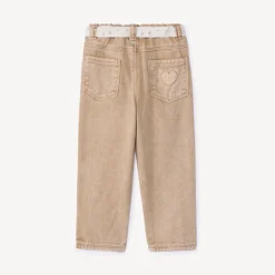 Jean effet délavé avec ceinture à nouer pour bébé fille