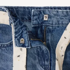Jean en denim coupe mom fit avec ceinture foulard fantaisie pour fille