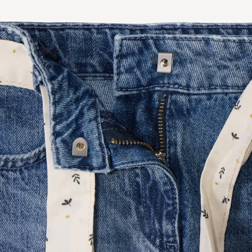 Jean en denim coupe mom fit avec ceinture foulard fantaisie pour fille