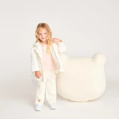 Jean en toile broderies fleuries pour bébé fille