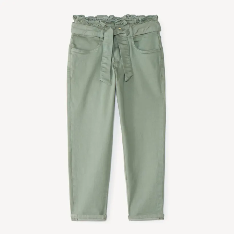 Jean fille coupe paperbag avec ceinture