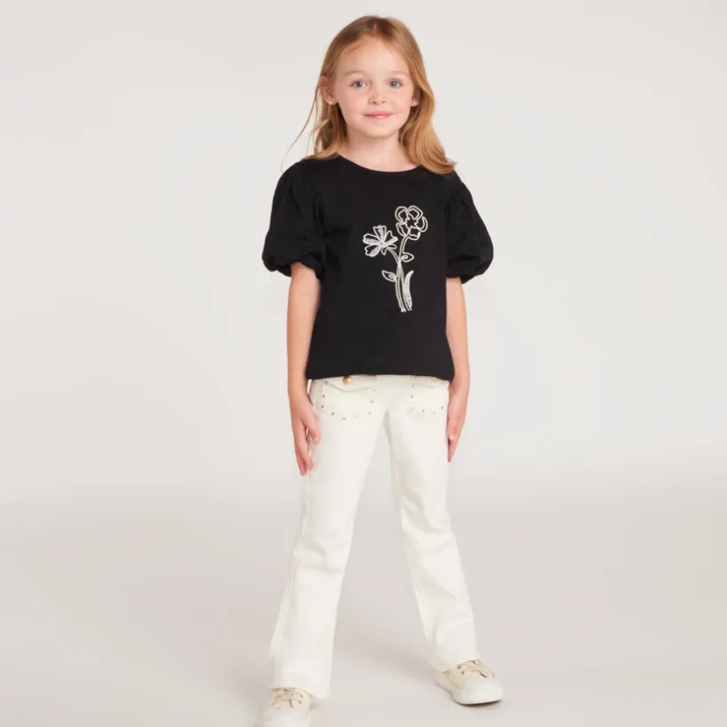 Jean flare avec poches plaquées pour fille