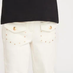 Jean flare avec poches plaquées pour fille