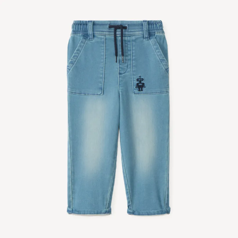 Jean large broderie robot pour bébé garçon