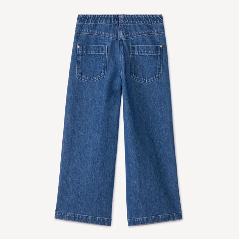 Jean large en denim avec poches plaquées pour fille