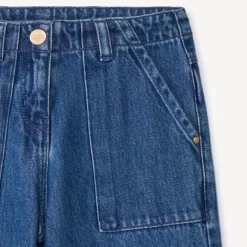 Jean large en denim avec poches plaquées pour fille