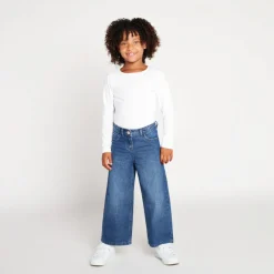Jean large en denim bleu stone pour fille