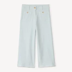 Jean large uni à boutons imitation corne pour fille