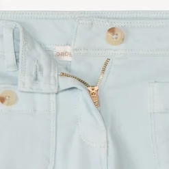 Jean large uni à boutons imitation corne pour fille