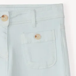 Jean large uni à boutons imitation corne pour fille