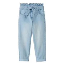 Jean paperbag avec ceinture à nouer pour fille